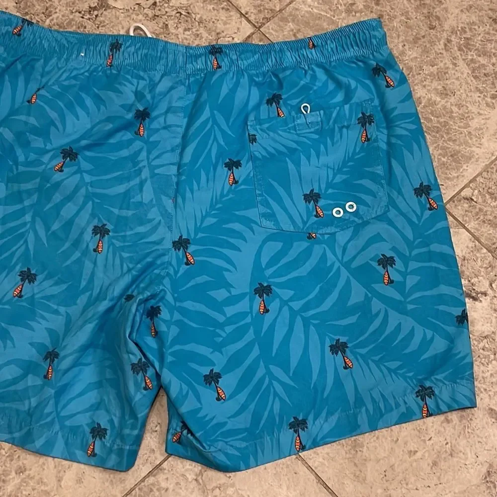 American Eagle AEO Palm Tree Swim Trunks Blue XL